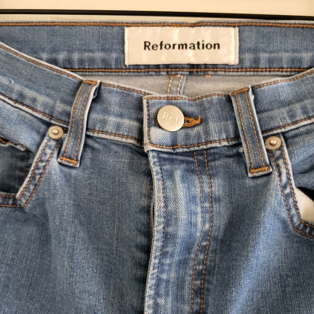 Reformation Blue high Skinny Jeans Stretchy Fit - Picture 2 of 10